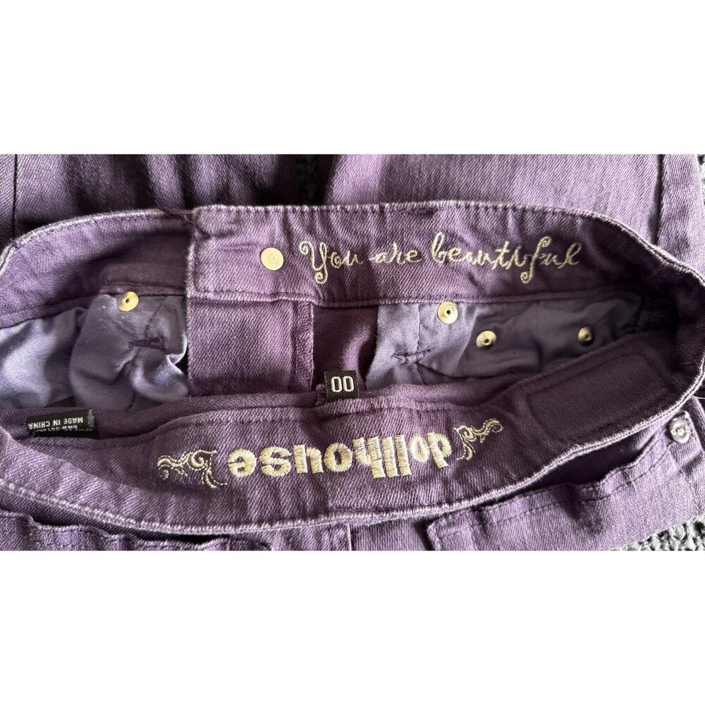 Dollhouse Vintage Y2K Juniors 00 Purple Slim Jeans - Picture 4 of 9
